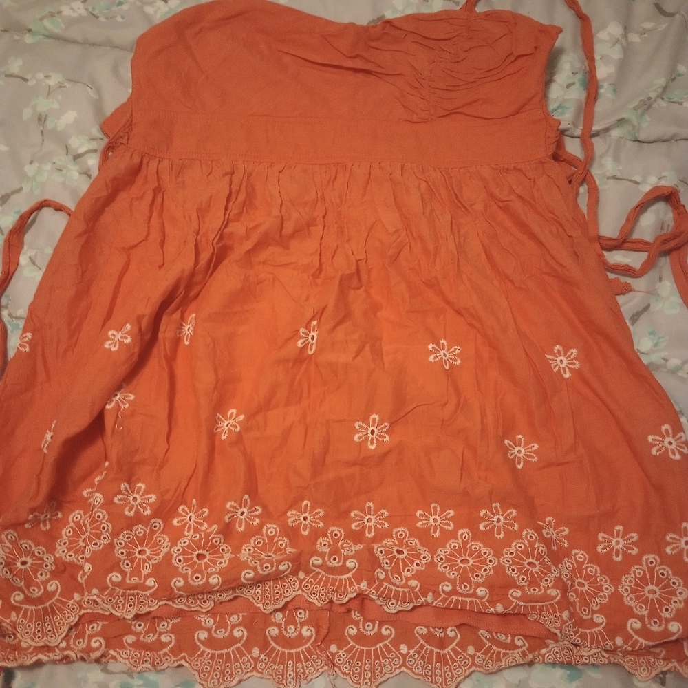 Orange City triangles dress floral on bottom